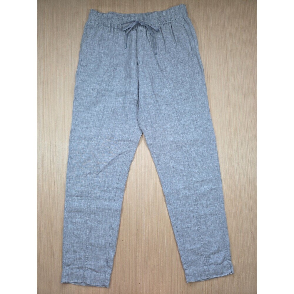Athleta Women's Medium Tall 100% Linen Gray Pull On Drawstring Resort